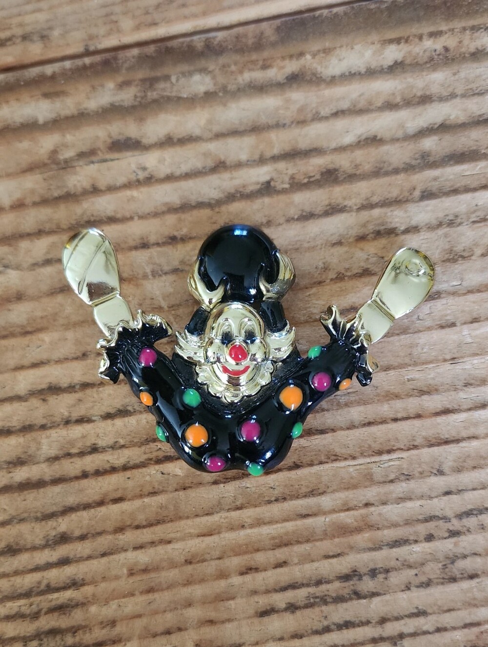 Vintage Black Polka Dot Clown Brooch - Decorative Accessory